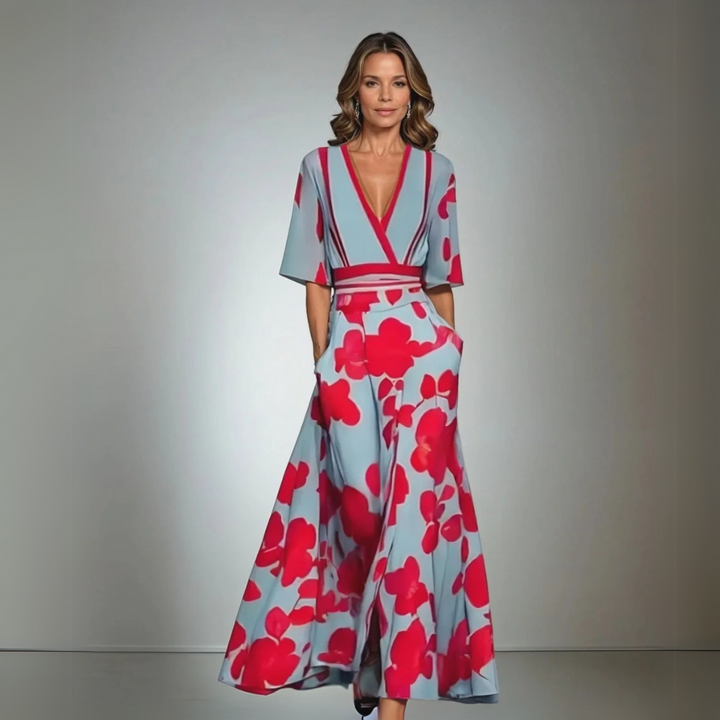 Ruby- Elegant Dress with Floral Pattern