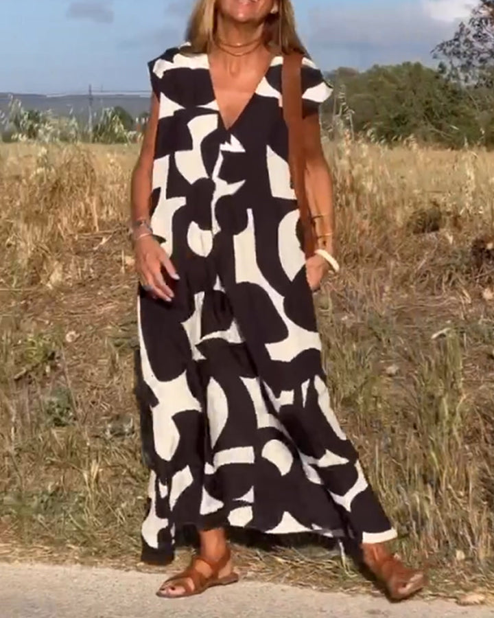 Lauren | Abstract Sleeveless Swing Dress