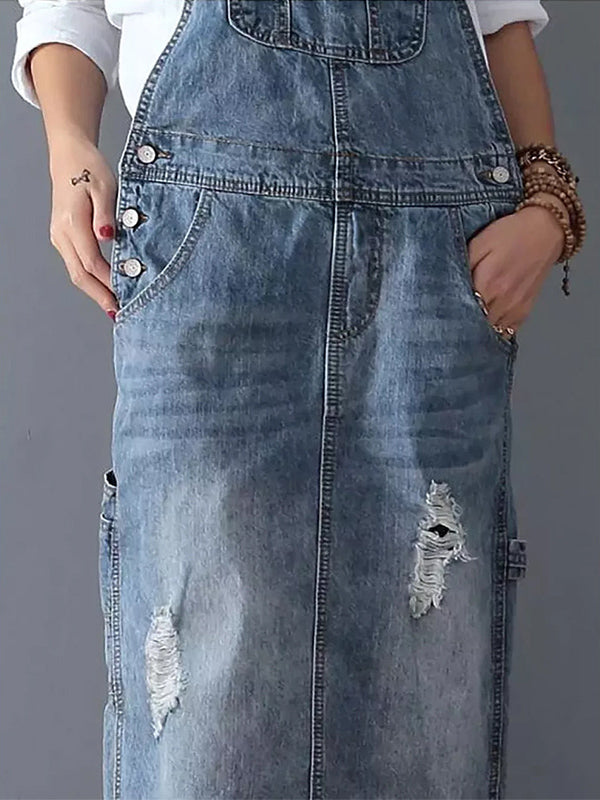 Aurore - Vintage Denim Overall with Pockets