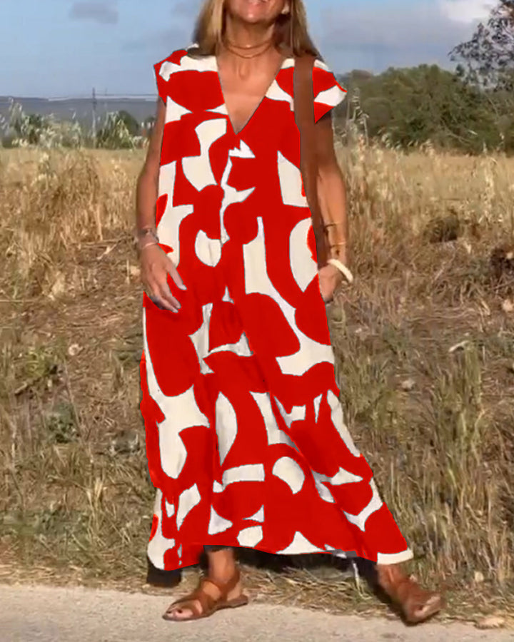 Lauren | Abstract Sleeveless Swing Dress