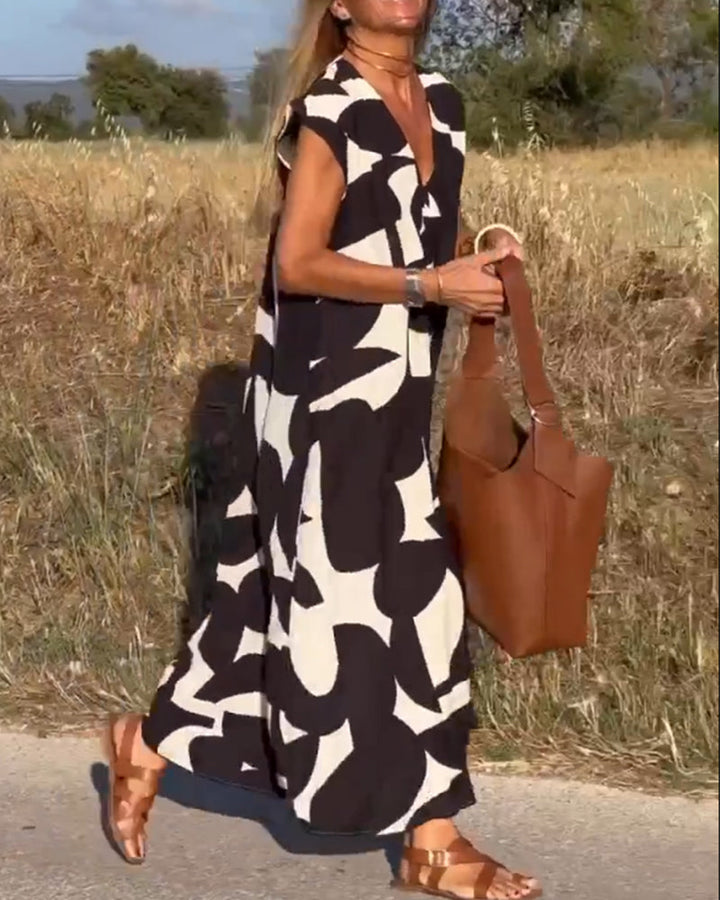 Lauren | Abstract Sleeveless Swing Dress