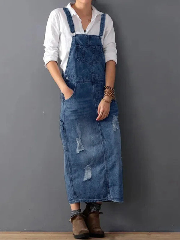 Aurore - Vintage Denim Overall with Pockets