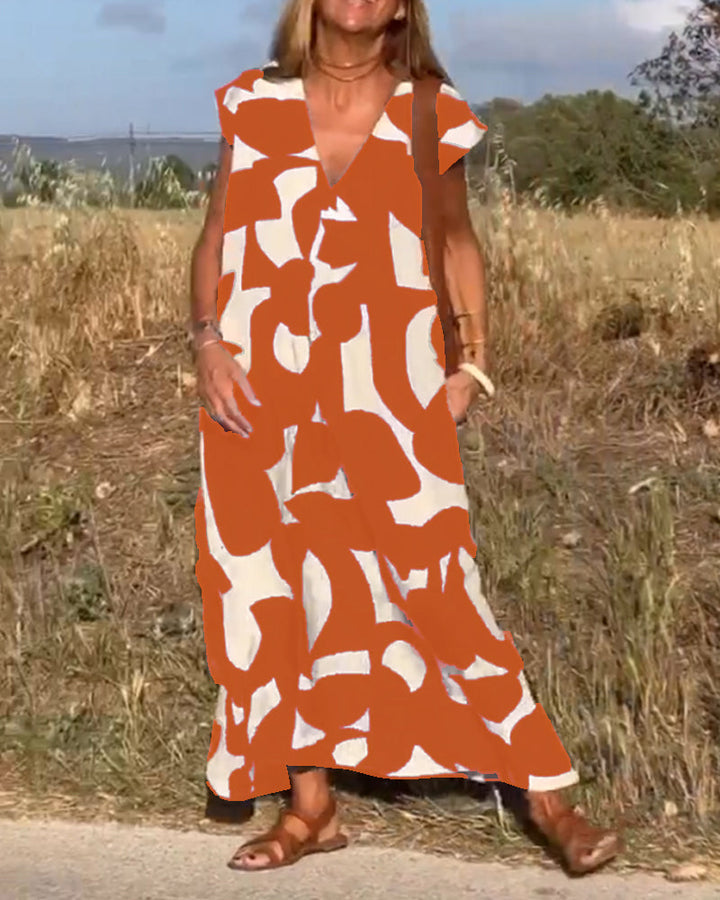Lauren | Abstract Sleeveless Swing Dress