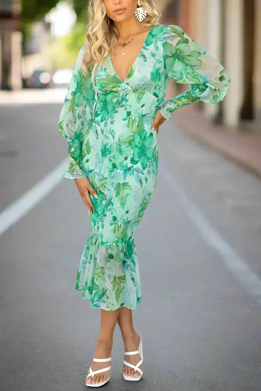 Melissa - Floral Ruffle Midi Dress