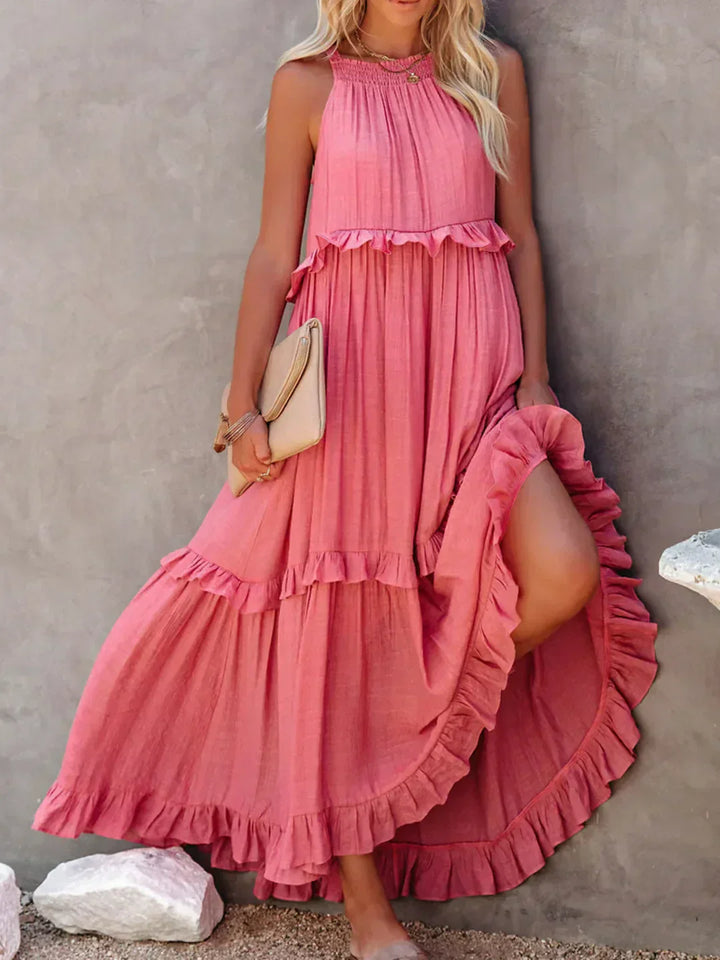 Ilona - Halterneck Dress With Ruffles and Maxi Pockets