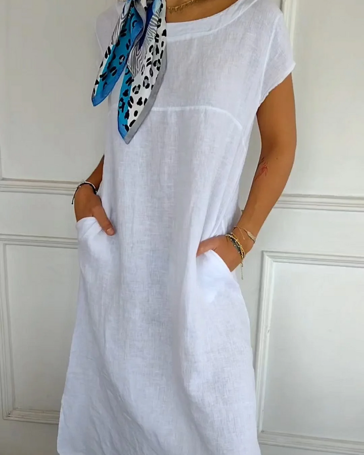 Juniper - Trendy Cotton Linen Dress with Pockets