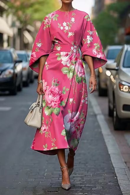 Celeste -  Elegant Floral Midi Dress
