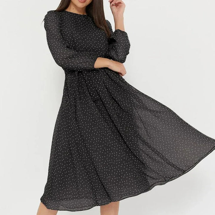 Delfie – Flowy Polka Midi Dress
