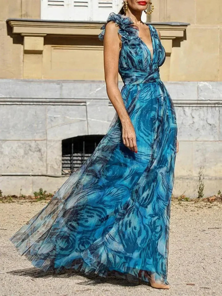 Léna | Peacock Blue Maxi Dress