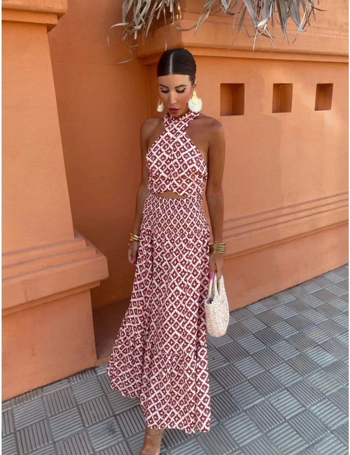 Mickay - Elegant, Ruched Midi Dress with Off-Shoulder Design