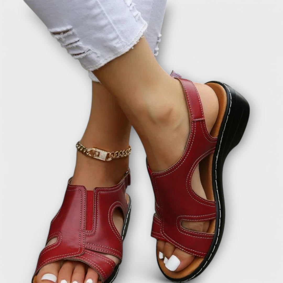 Christina - Orthopedic Leather Sandals with Comfort Heel