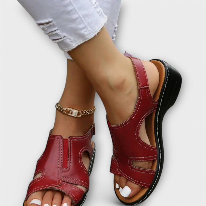 Christina - Orthopedic Leather Sandals with Comfort Heel