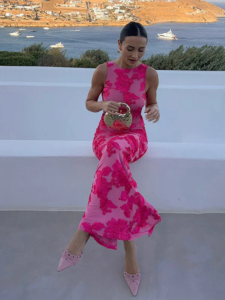 Iris | Floral Mesh Bodycon Evening Dress