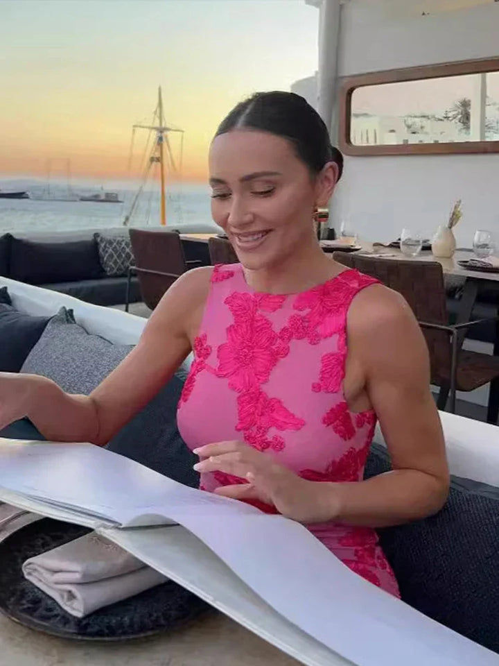 Iris | Floral Mesh Bodycon Evening Dress