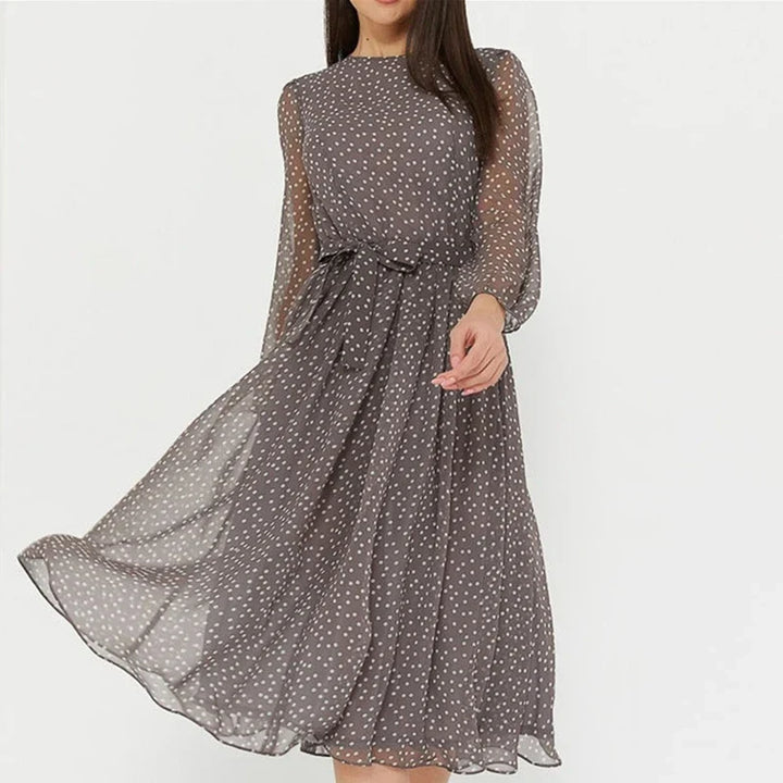 Delfie – Flowy Polka Midi Dress