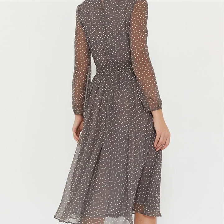 Delfie – Flowy Polka Midi Dress