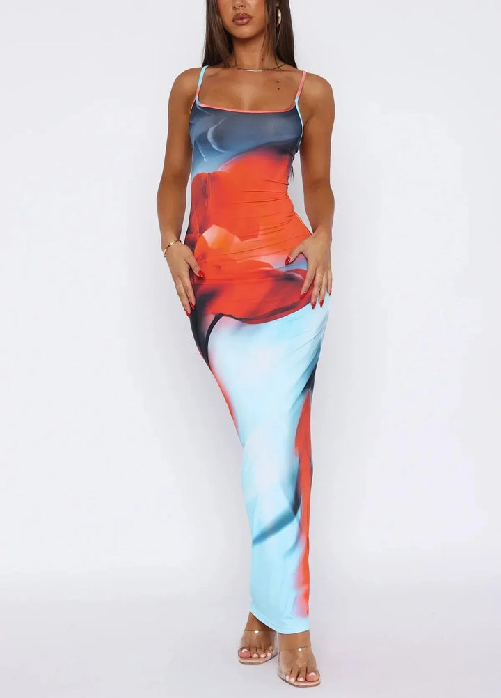 Ione - Chic Printed Tube Maxi Dress