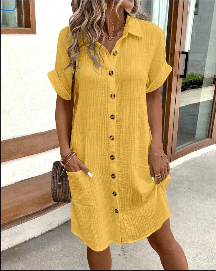 Caroline | Button-Up Casual Shirt Dress