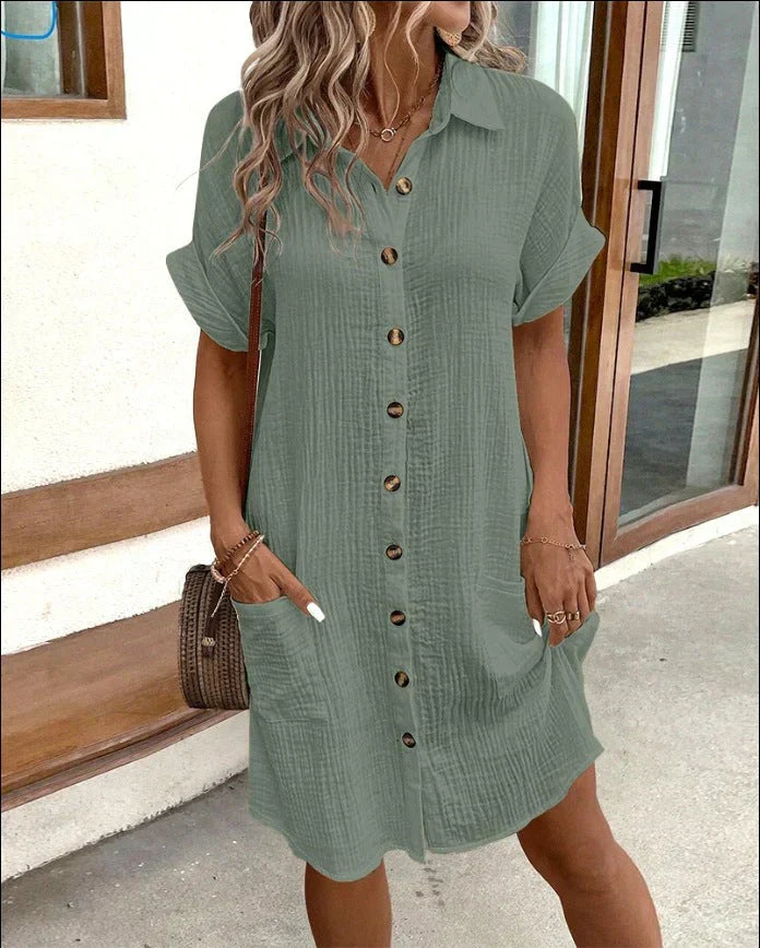 Caroline | Button-Up Casual Shirt Dress