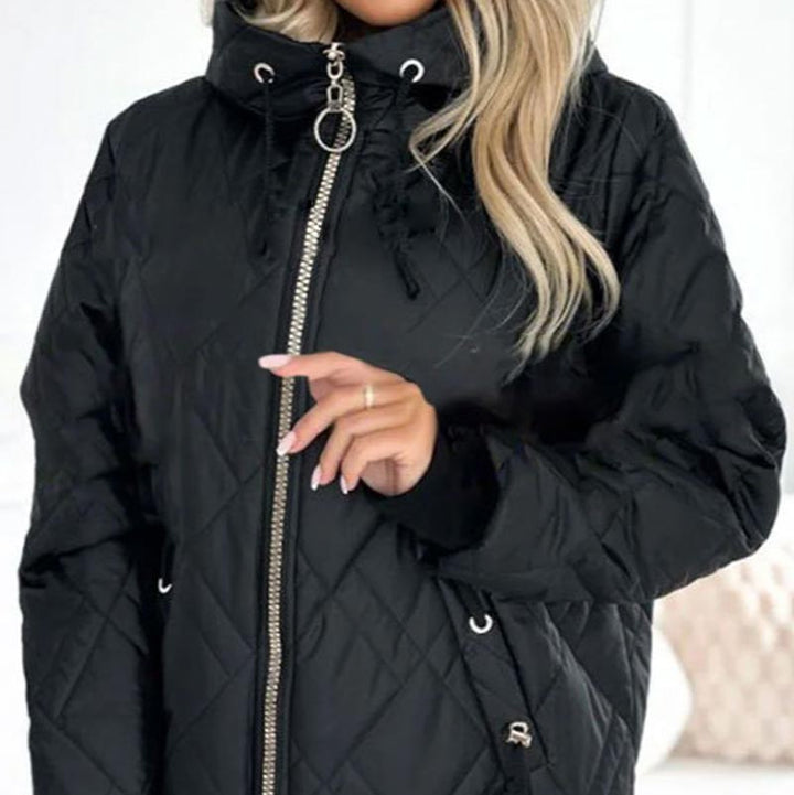 Kialina – Quilted Parka with Hood and Front Zipper