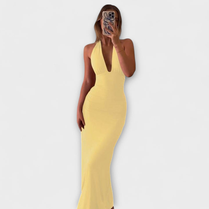 Refined Backless Halter Neck Evening Dress