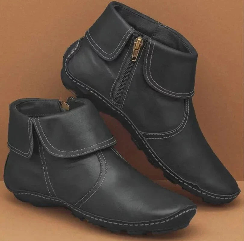 Jenna | Stylish Retro Leather Ankle Boots
