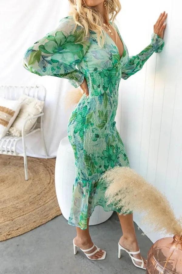 Melissa - Floral Ruffle Midi Dress