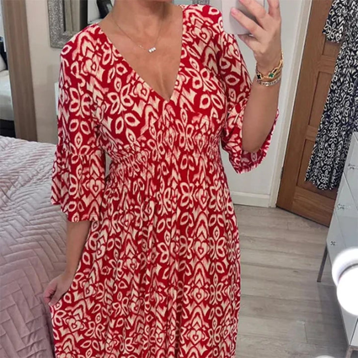 Hazel | Geometric Flare Midi Dress
