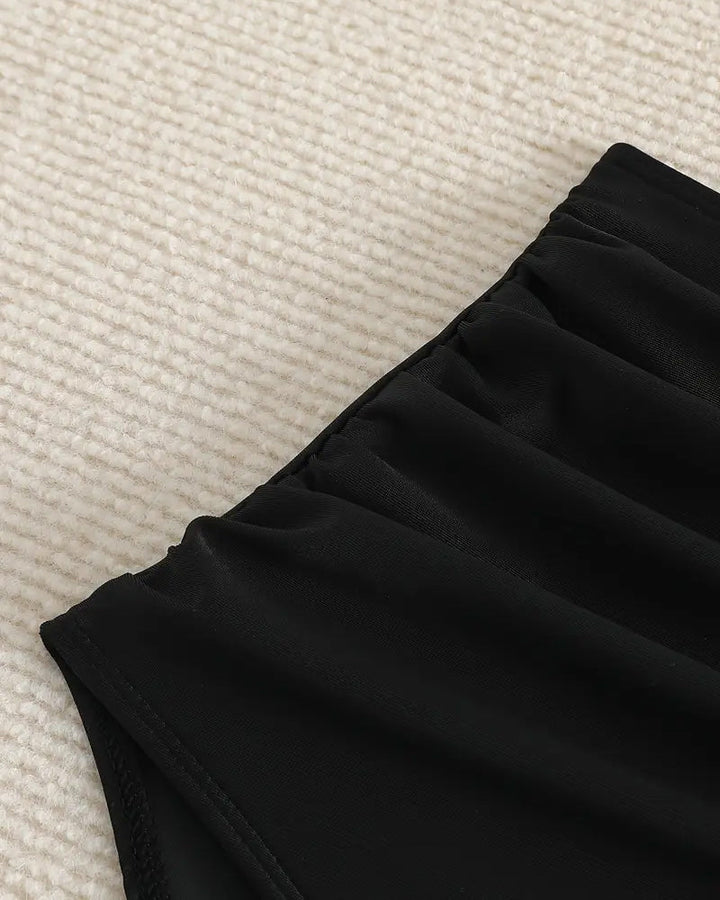 Pleated Solid Color High Waist Swimwear Bottom