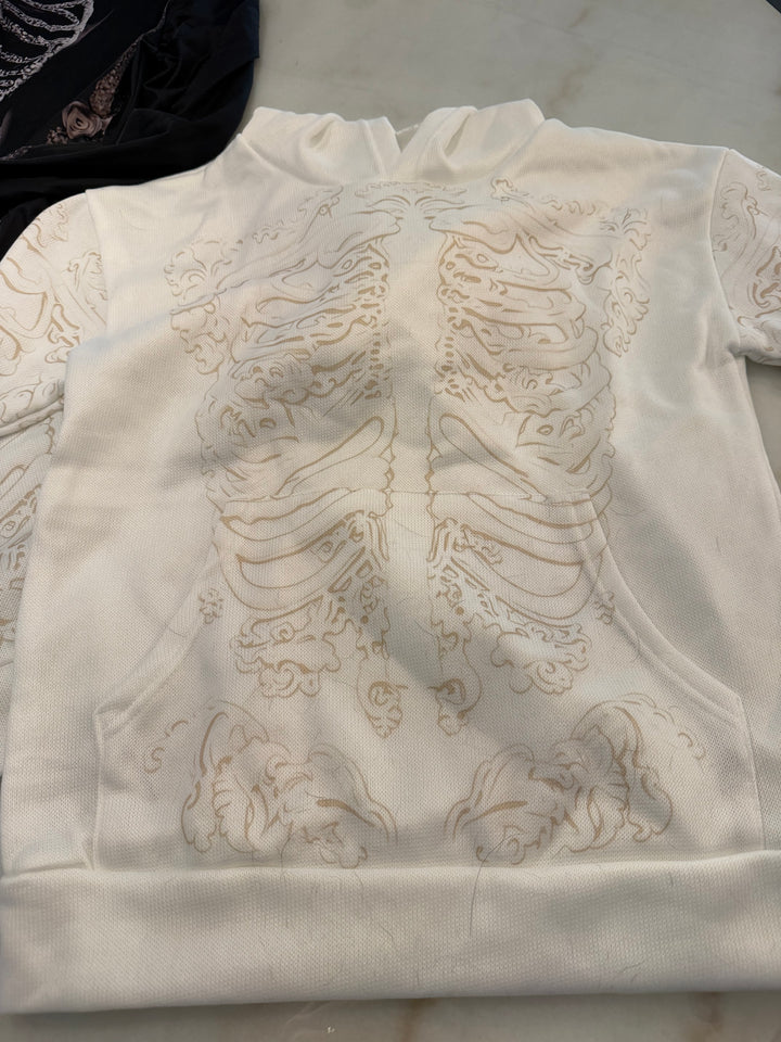 Women's Vintage Halloween Skull Embroidered Hoodie Sweater