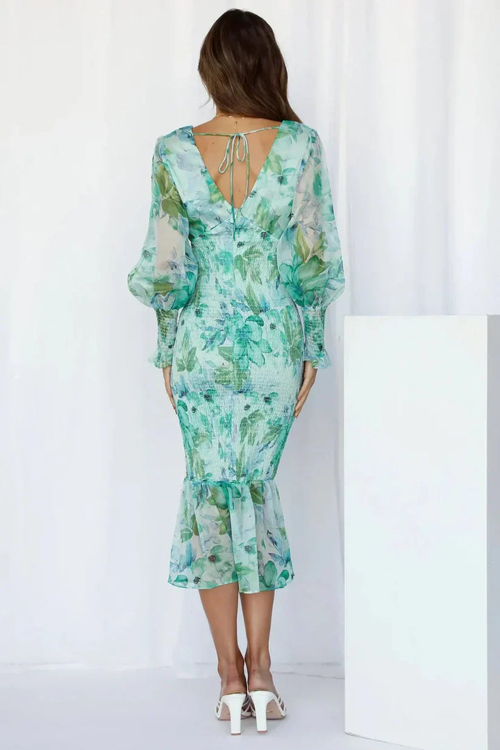Miley - Flower Print Midi Dress