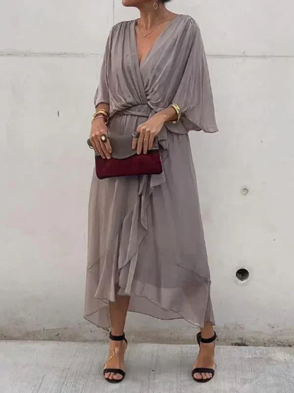 Monica | Silk muslin dress with V-neck