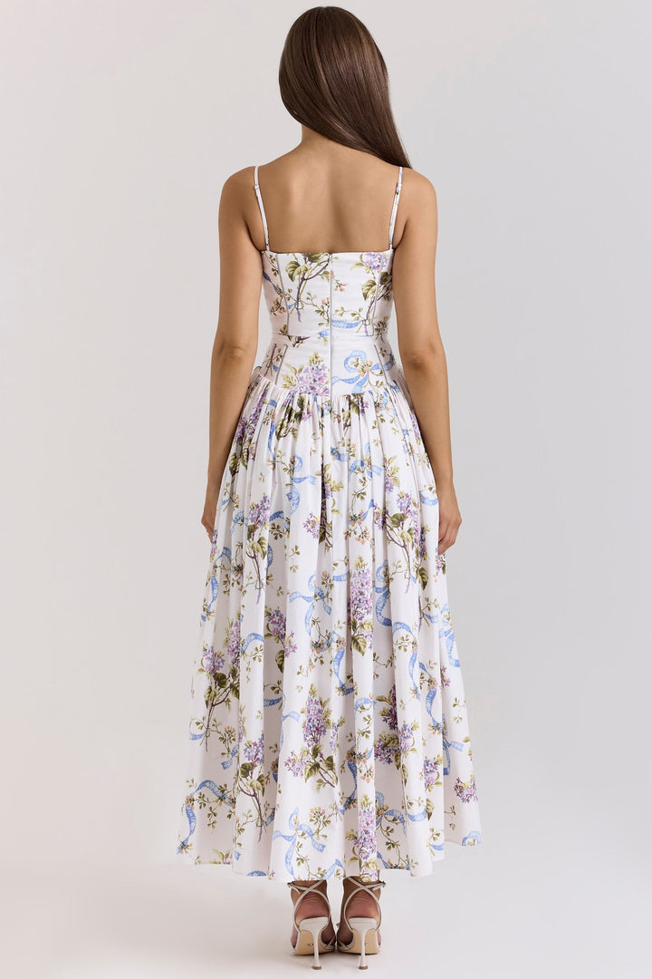 Kessara - Elegant Floral Spaghetti Strap Summer Maxi Dress