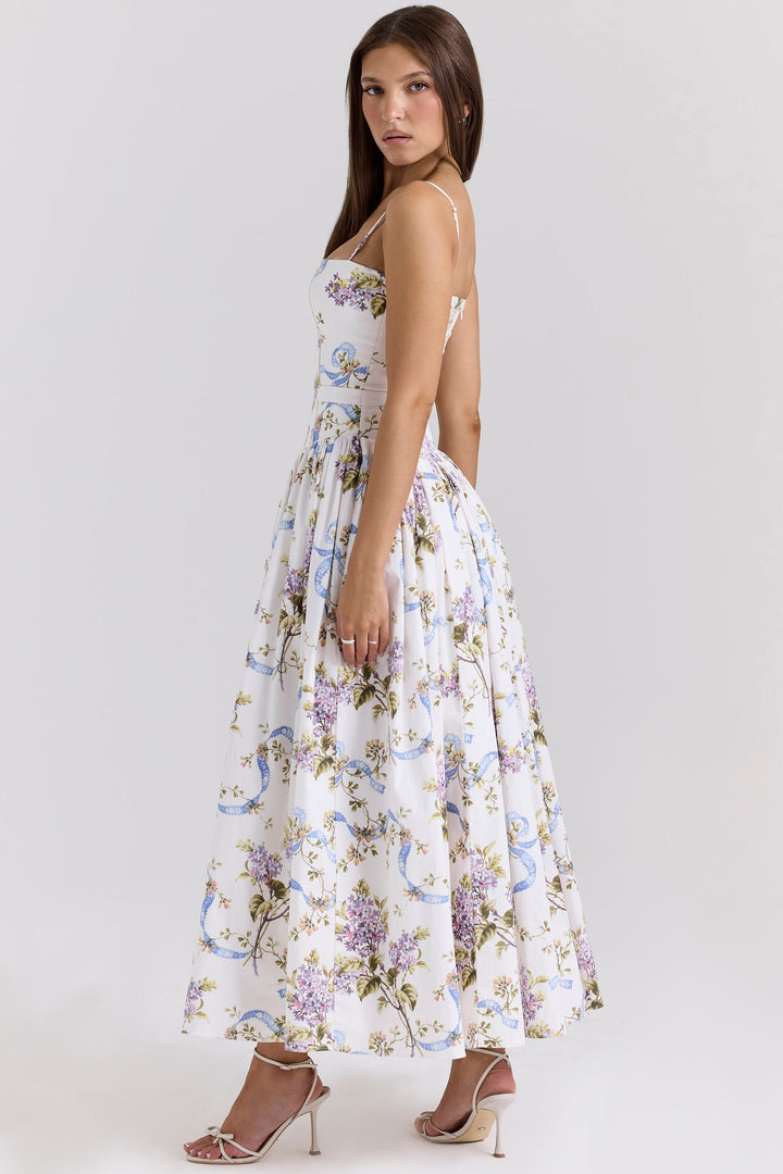 Kessara - Elegant Floral Spaghetti Strap Summer Maxi Dress